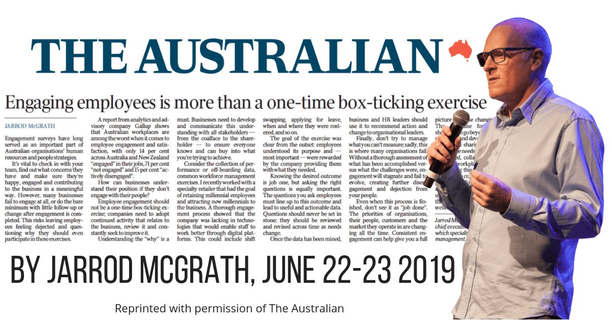 The Australian: Engaging Staff isn’t a Box-Ticking Exercise, Jarrod McGrath